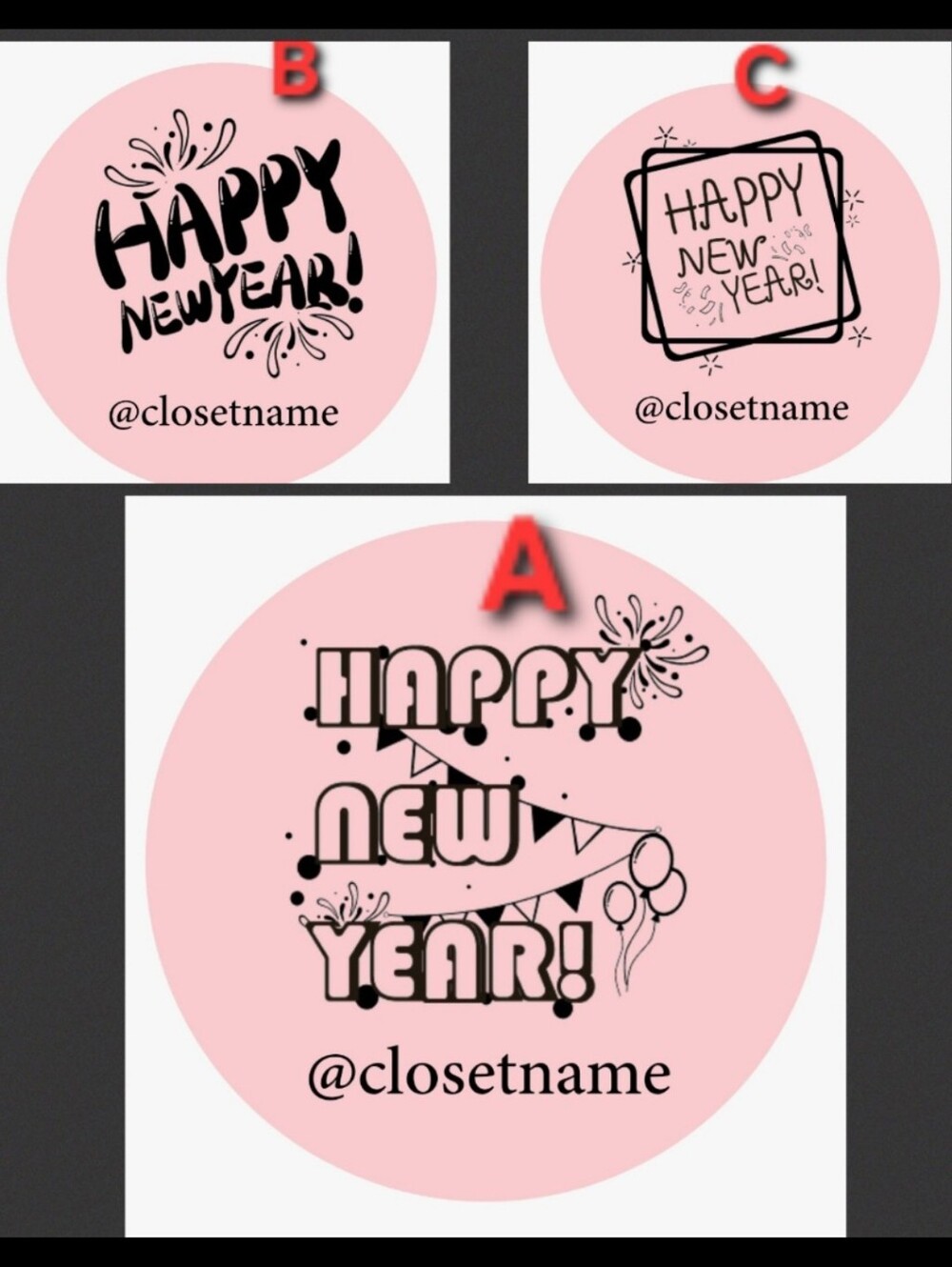 100ct ROLL, CUSTOM HAPPY NEW YEAR STICKERS